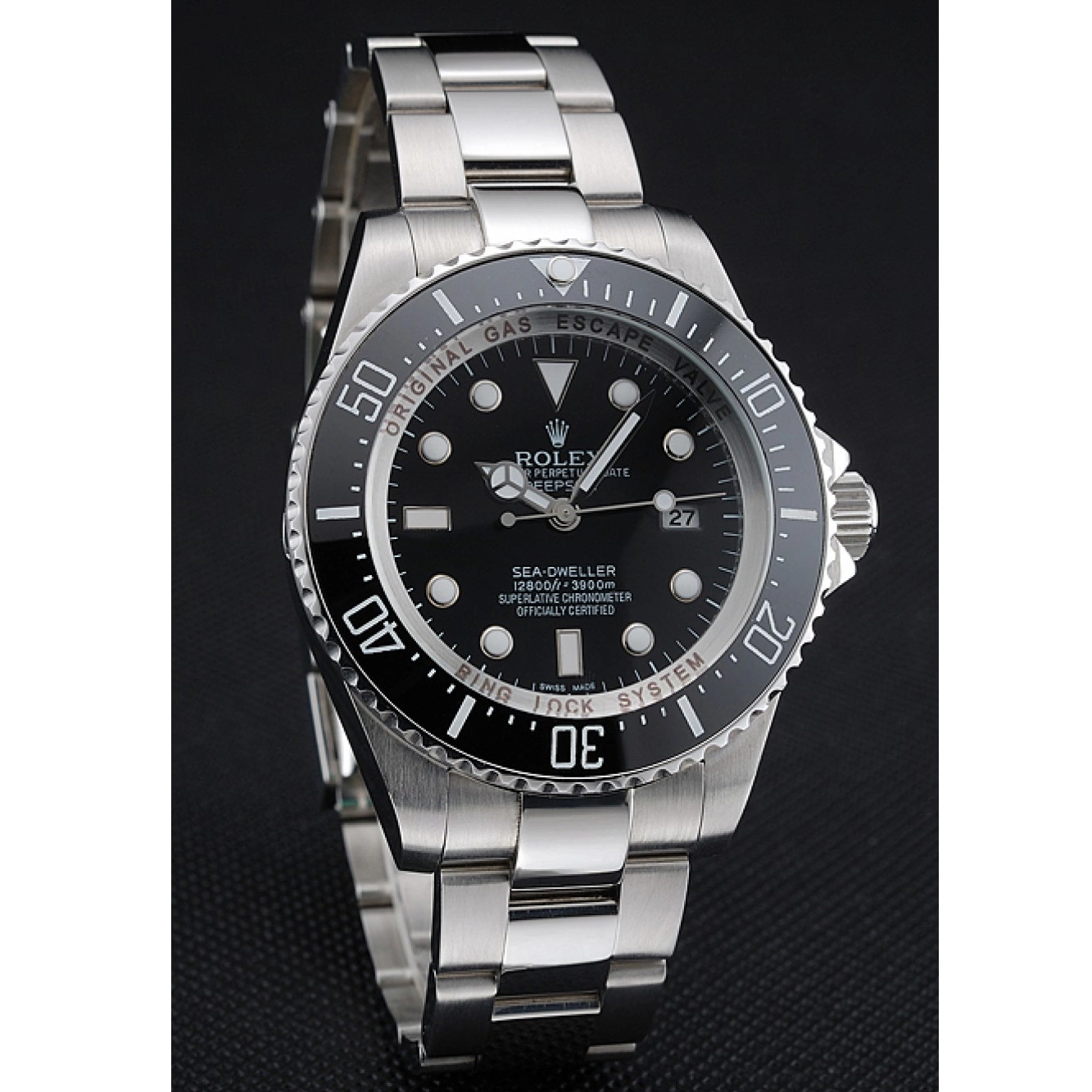 Aaa replica watch Sky Black Dweller Stainless Steel Bracelet Rolex Watch Dial 0721